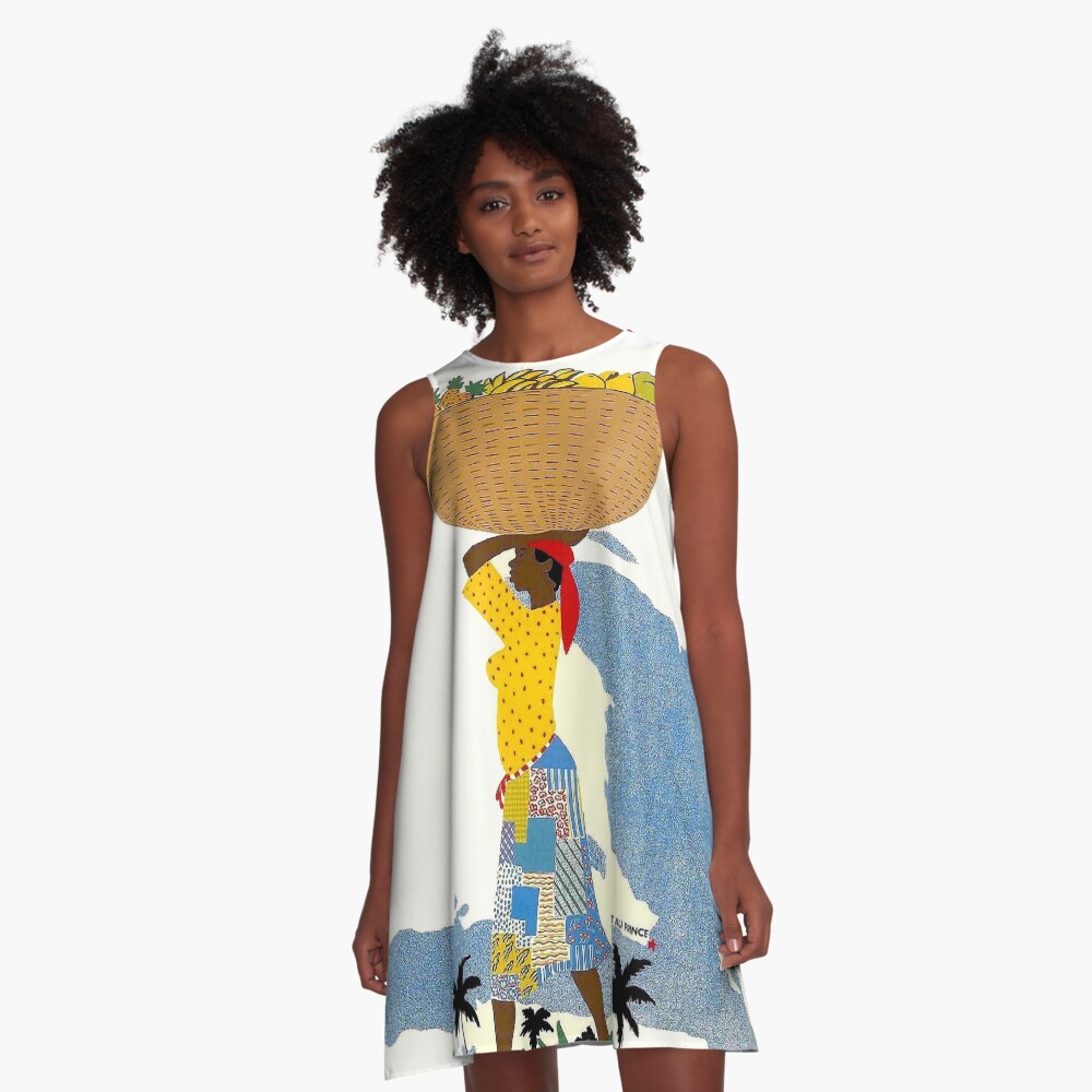 HAITI; Vintage Travel Advertising Print A-Line Dress