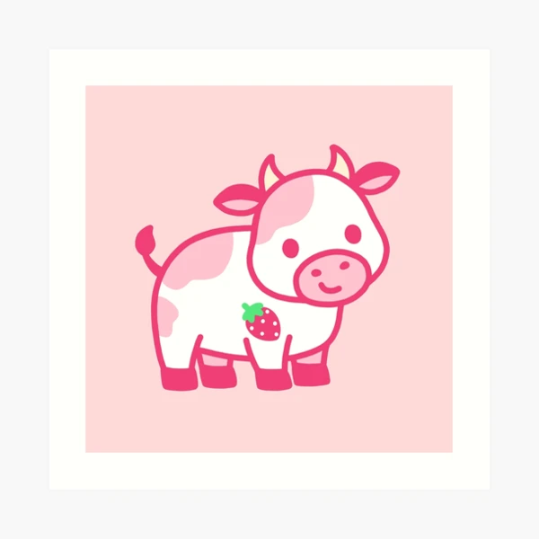 Strawberry Cow Art Print for Sale by littlemandyart