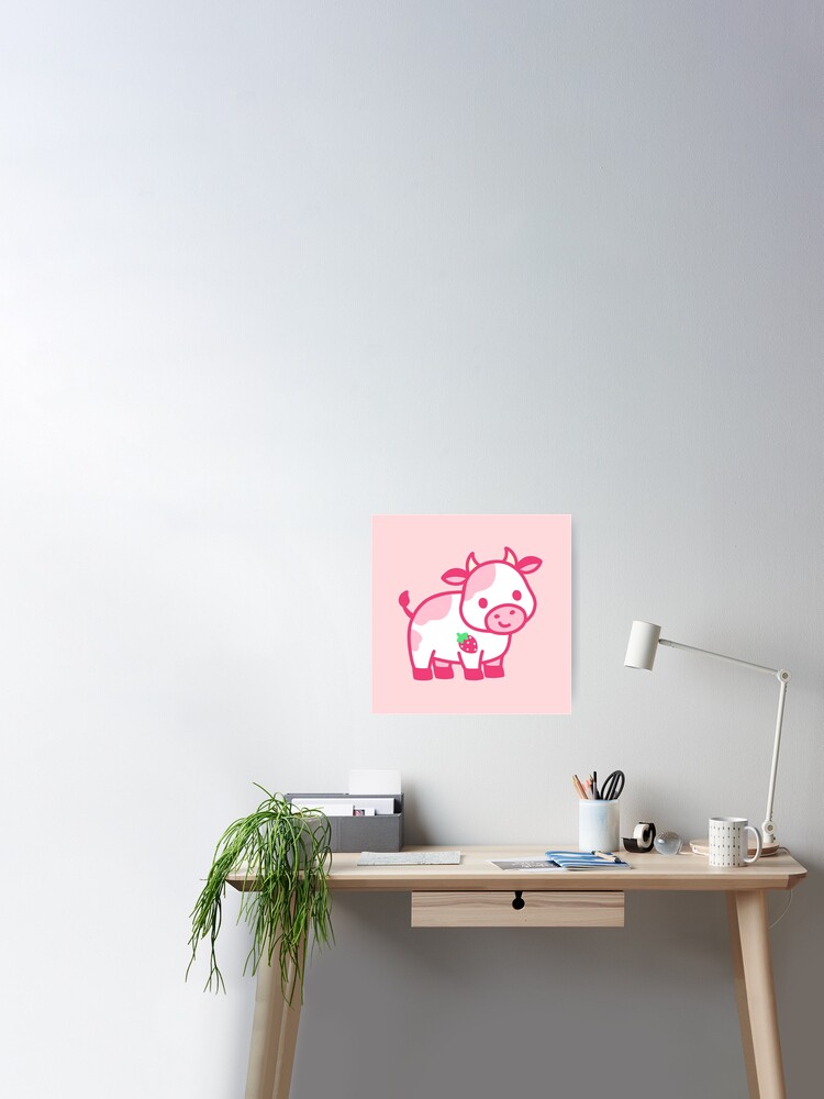 Strawberry Cow Art Print by littlemandyart