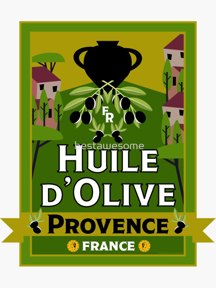 "French Vintage Olive Oil Kitchen Decor Huile D'Olive Foodie Art
