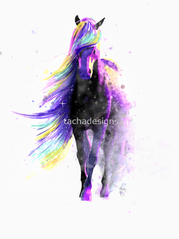 Magical Watercolor Galaxy Horse Illustration by tachadesigns