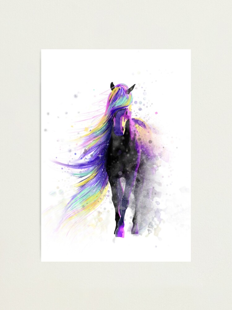 Lámina fotográfica «Mágico, acuarela, galaxia, caballo, ilustración» de  tachadesigns | Redbubble