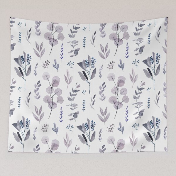 Item preview, Eucalyptus watercolor Purple lineal pattern designed and sold by Anis Illustration.