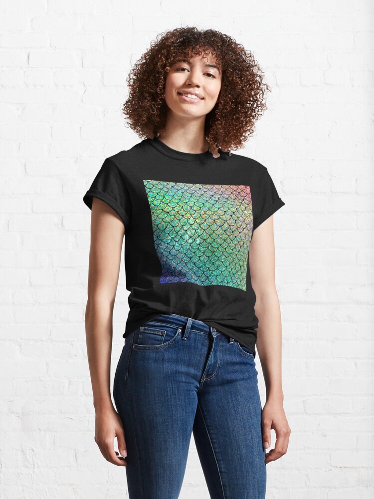 Alternate view of Colorful Glitter Mermaid Scales Classic T-Shirt