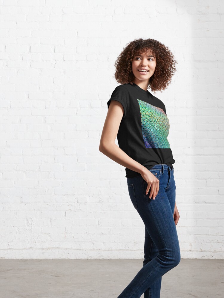 Alternate view of Colorful Glitter Mermaid Scales Classic T-Shirt