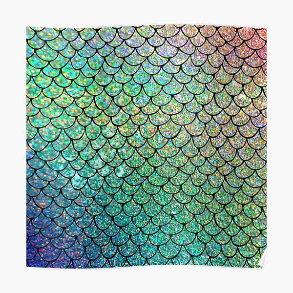 Colorful Glitter Mermaid Scales Poster