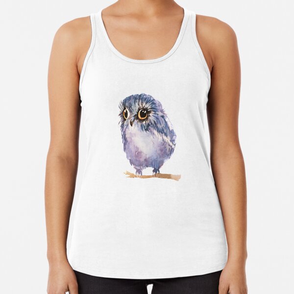 Watercolor Derpy Owl Racerback Tank Top