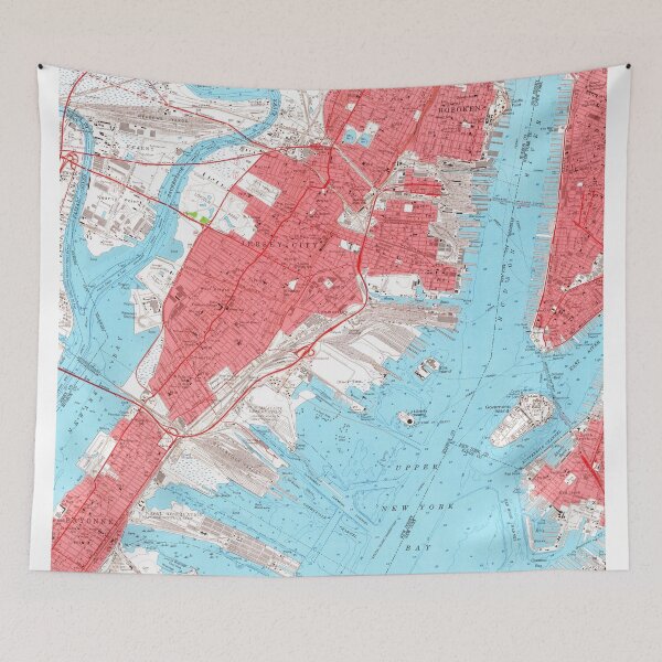 Artikelvorschau, Vintage Karte von Jersey City NJ (1955) 2 entworfen und verkauft von BravuraMedia.