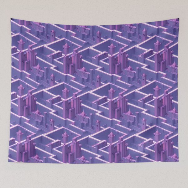 Item preview, Cute Pink Imaginary City Seamless Pattern designed and sold by supercute-cyber.