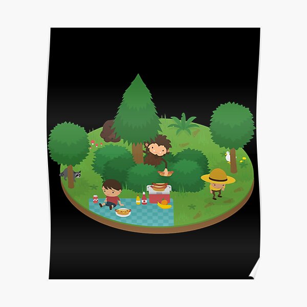 "Sneaky Sasquatch Floating Picnic" Poster for Sale by ContTrad Redbubble
