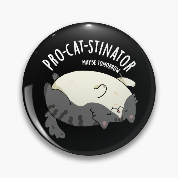 Item preview, Pro-cat-stinator Funny Fat Cat Puns (Dark BG) designed and sold by punnybone.