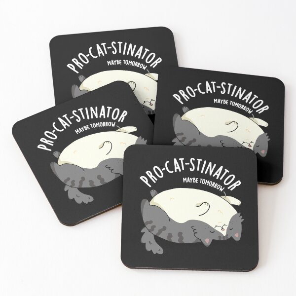 Item preview, Pro-cat-stinator Funny Fat Cat Puns (Dark BG) designed and sold by punnybone.