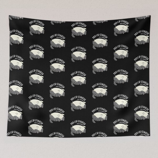 Item preview, Pro-cat-stinator Funny Fat Cat Puns (Dark BG) designed and sold by punnybone.
