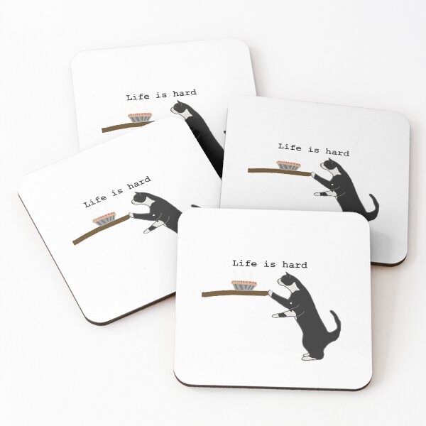 Item preview, life is hard cat with pie designed and sold by graceharts7.