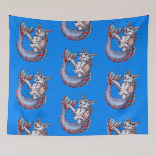 Item preview, Purrmaid: Red on Blue Tabby designed and sold by spyroid101.