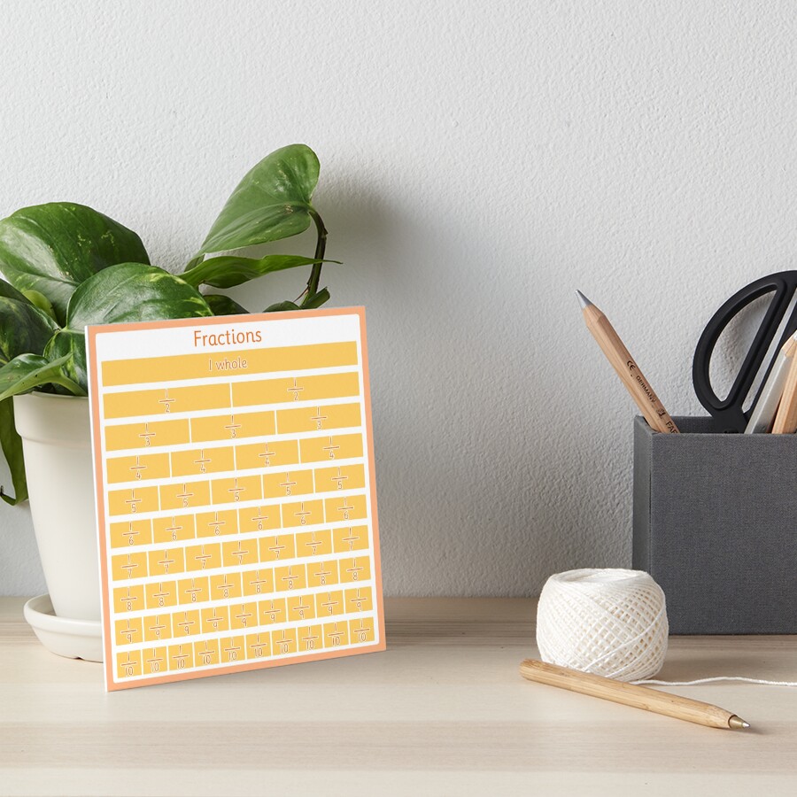 Fraction Chart for Your Classroom Art Board Print