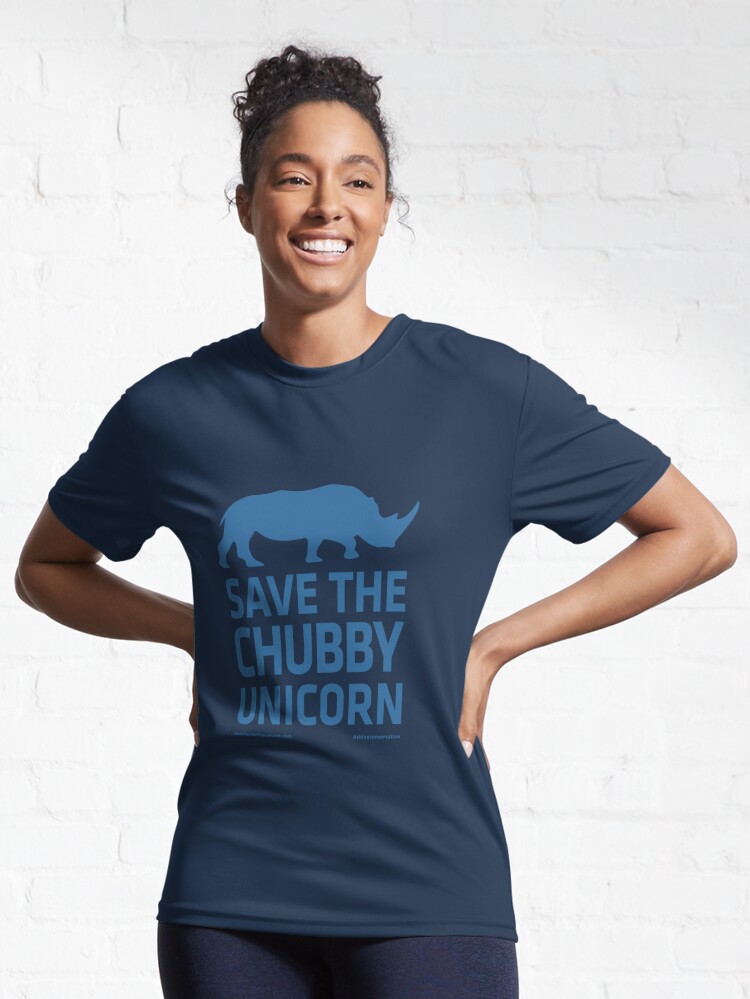 Thumbnail 6 of 7, Active T-Shirt, Save The Chubby Unicorn - Blue designed and sold by Save The Chubby Unicorn #RhinoConservation.