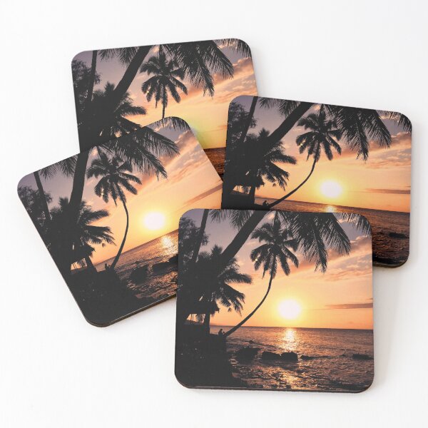 Item preview, WATERSCAPES #7 - Golden Sunset Beneath Coconut Trees designed and sold by DEL-Productions.