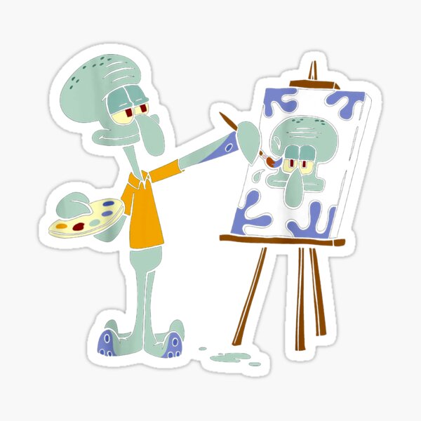 Squidward Paintings In His House Sticker For Sale By WielandSchutze   St,small,507x507 Pad,600x600,f8f8f8 