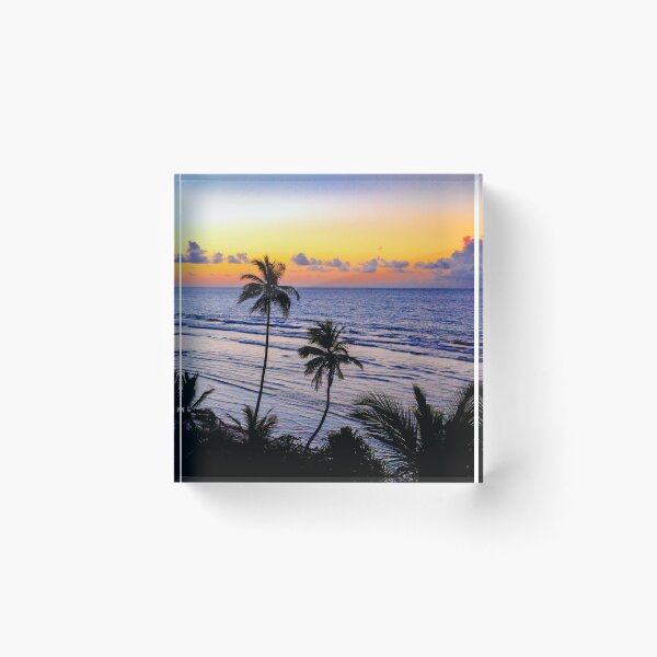 Item preview, WATERSCAPES #10 - Two Coconut Trees Silhouetted in Front of Grey Ocean designed and sold by DEL-Productions.