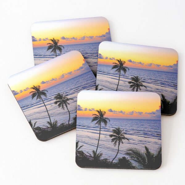 Item preview, WATERSCAPES #10 - Two Coconut Trees Silhouetted in Front of Grey Ocean designed and sold by DEL-Productions.