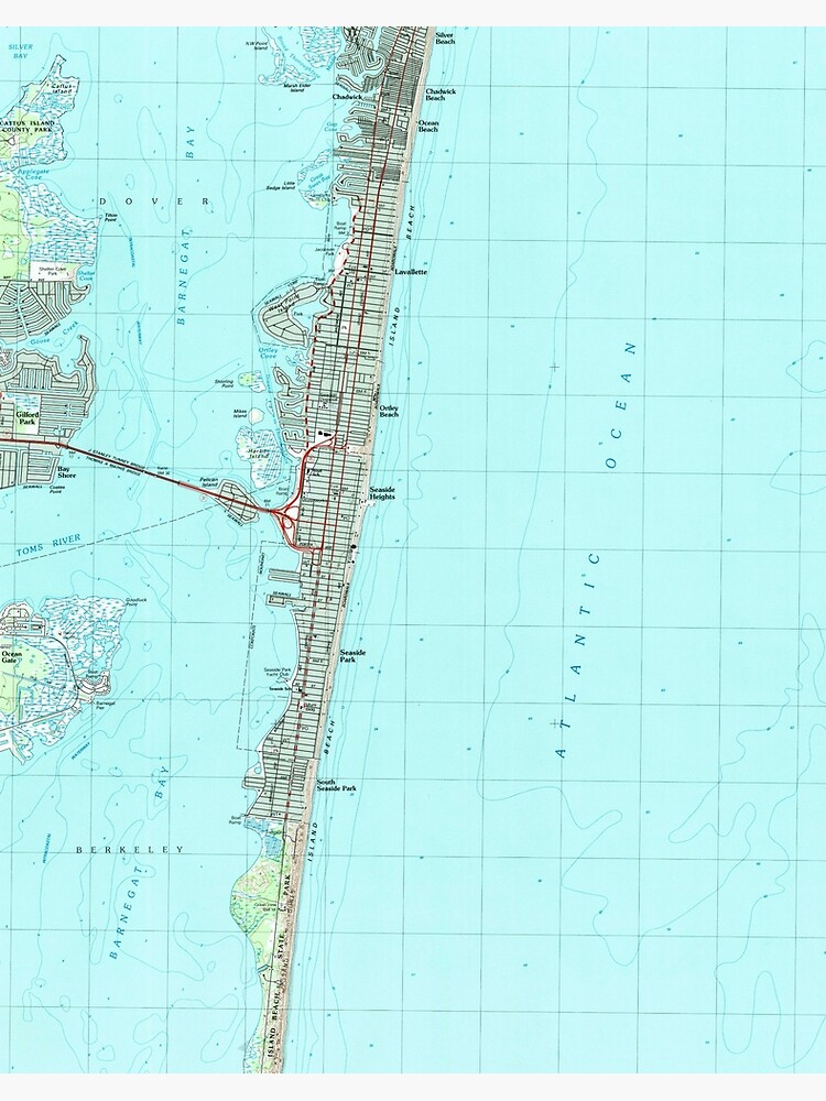 Map Of Seaside Park Nj Seaside Park & Nj Shore Map (1989) " Art Board Print By Bravuramedia |  Redbubble