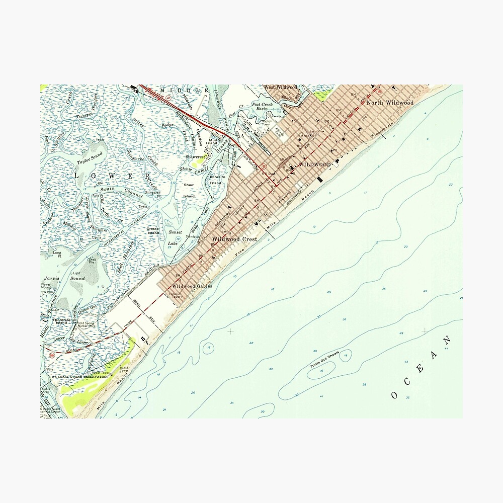 Map Of North Wildwood Nj Vintage Karte Von Wildwood Nj (1955)" Poster Von Bravuramedia | Redbubble