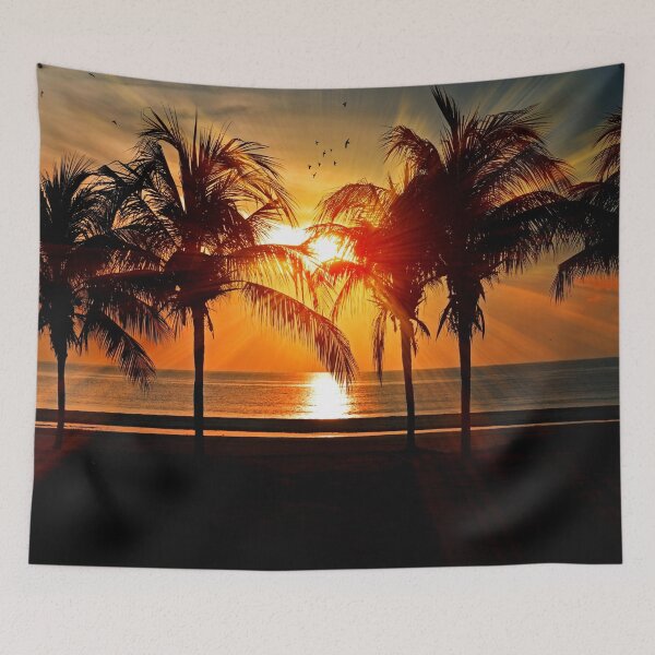 Item preview, WATERSCAPES #15 - Golden Sunrays Though Coconut Trees at Beach designed and sold by DEL-Productions.