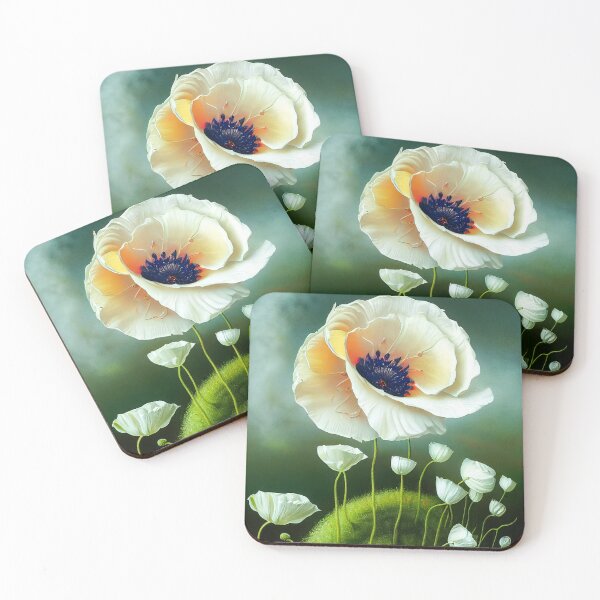 Item preview, Cream Poppies in a Smoky Field designed and sold by The Oracle of Surrealism Sublime Consciousness.