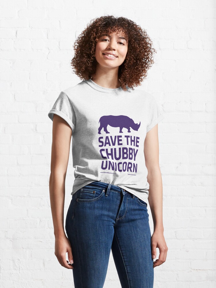 Classic T-Shirt, Save The Chubby Unicorn - Purple designed and sold by Save The Chubby Unicorn #RhinoConservation