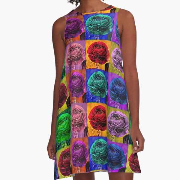 Warholia Ranunculus A-Line Dress