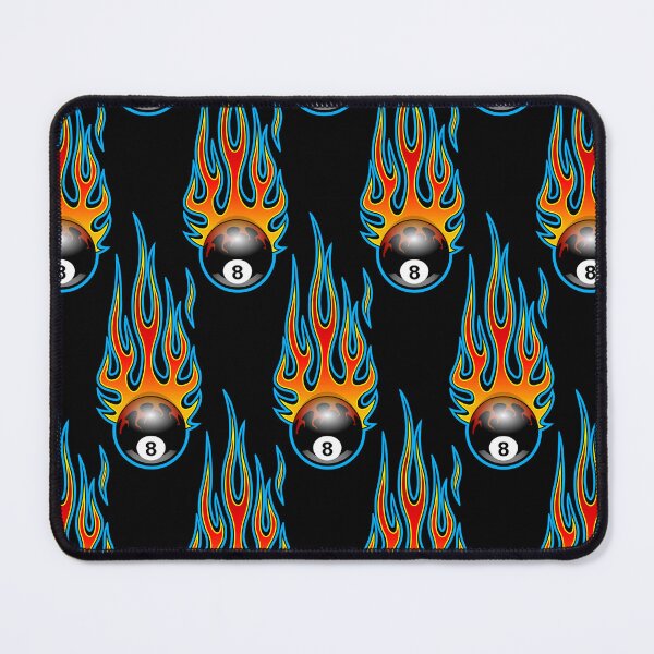 Item preview, Billiards Black 8 Ball 8-Ball Pocket Pool Snooker Flaming Fire Falling Hot Rod Flames Dark Blue designed and sold by Draculaura2009.