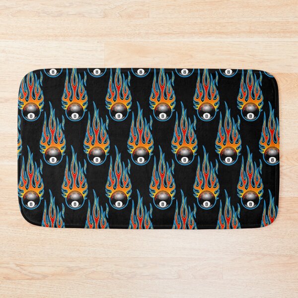 Item preview, Billiards Black 8 Ball 8-Ball Pocket Pool Snooker Flaming Fire Falling Hot Rod Flames Dark Blue designed and sold by Draculaura2009.