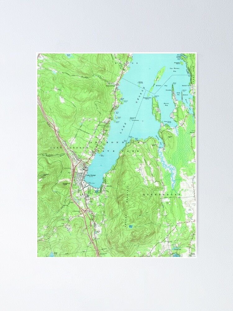 Map Of Lake George Ny Vintage Map Of Lake George New York (1966)" Poster By Bravuramedia |  Redbubble