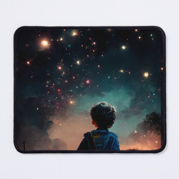 Item preview, a boy with a blue raincoat gazing into the night sky designed and sold by ElMafioso1000.