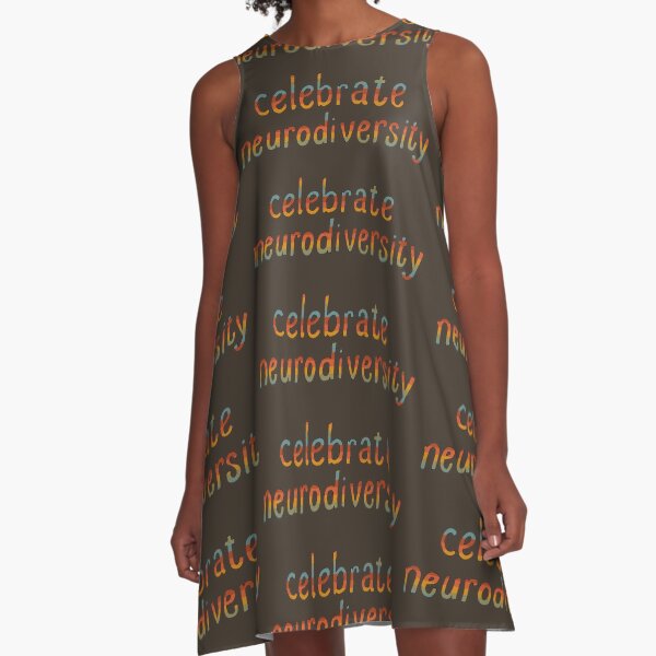 Celebrate Neurodiversity - Retro Rainbow A-Line Dress