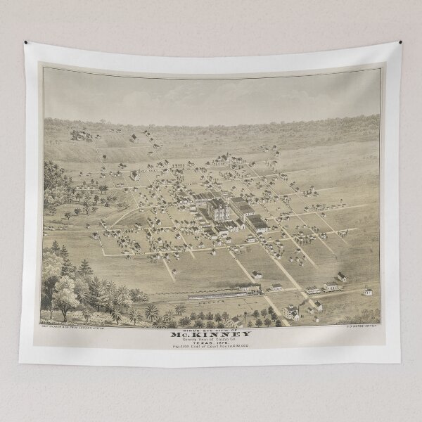 Item preview, Vintage Pictorial Map of McKinney Texas (1876) designed and sold by BravuraMedia.