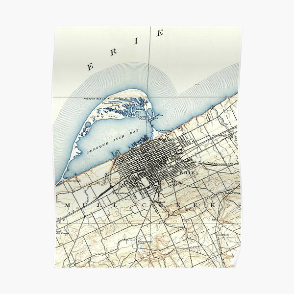 Vintage Map of Erie Pennsylvania (1899) Poster