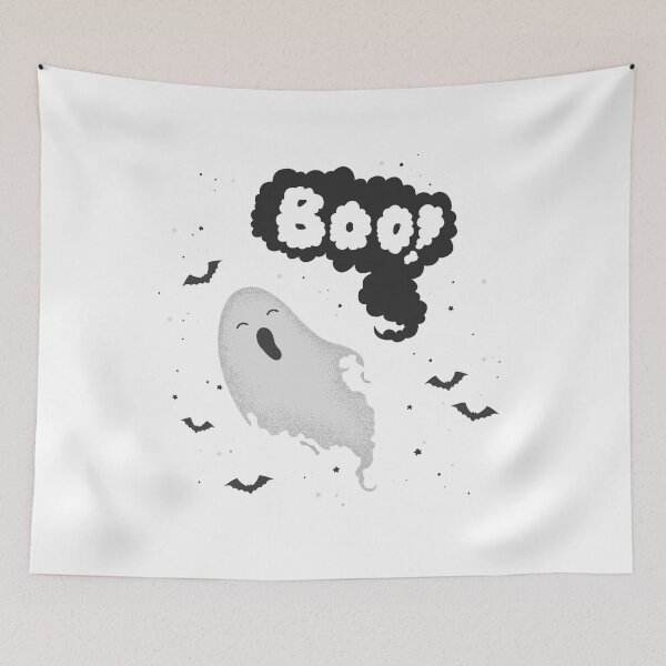 Item preview, Halloween illustration with cute ghost and lettering Boo designed and sold by DarianaArt.