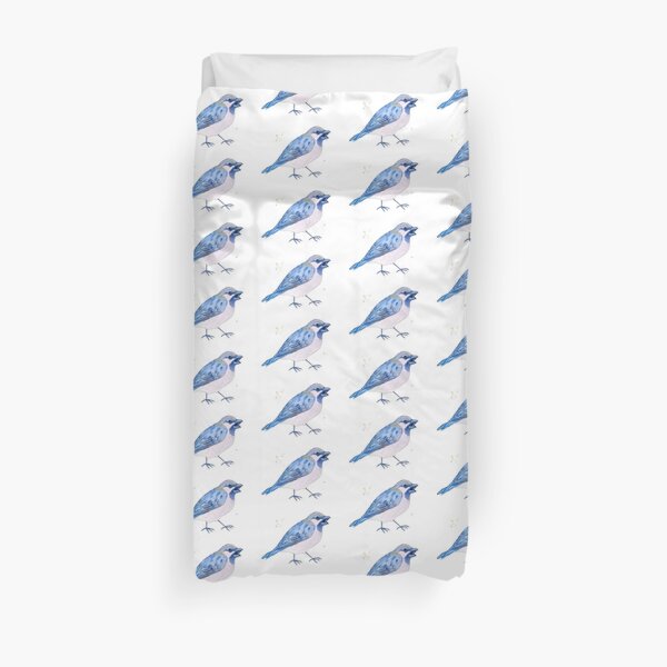 Blue Sparrow with Attitude Duvet Cover
