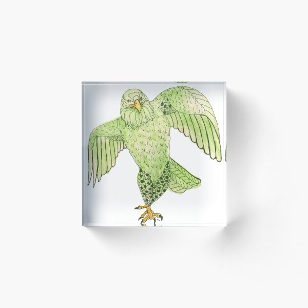 Strutting Eagle in Green Acrylic Block