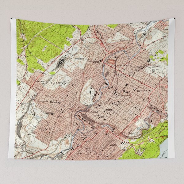 Item preview, Vintage Map of Scranton Pennsylvania (1947)  designed and sold by BravuraMedia.