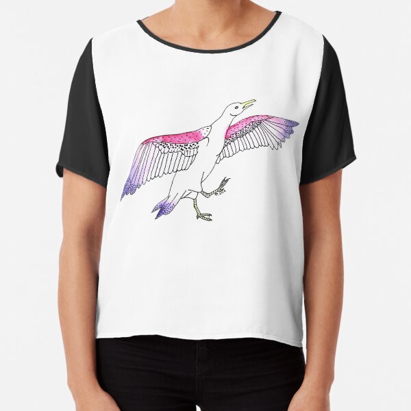 Stylish Spotted Seagull Chiffon Top