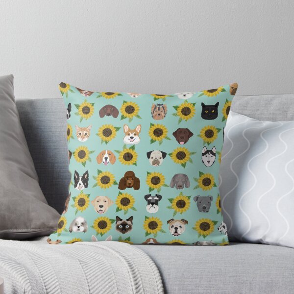 Item preview, Dog and cats sunflowers floral pet pattern dog breeds cat breeds art designed and sold by PetFriendly.