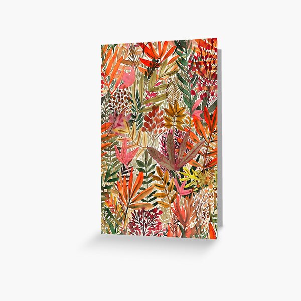 Fall Leaves in orange red and green Greeting Card