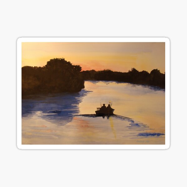 Item preview, Fishing at Sunset in Early Autumn designed and sold by KimberlyShawArt.