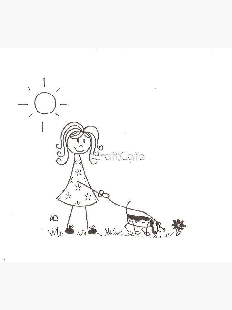 Stick figure walking her dog by iCraftCafe