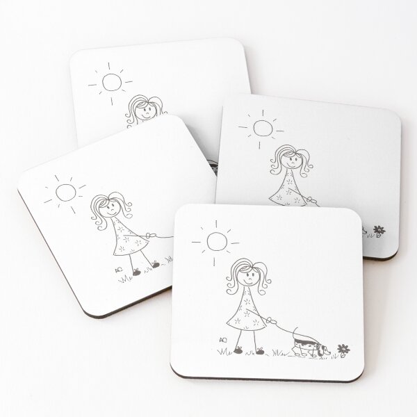 Item preview, Stick figure walking her dog designed and sold by iCraftCafe.