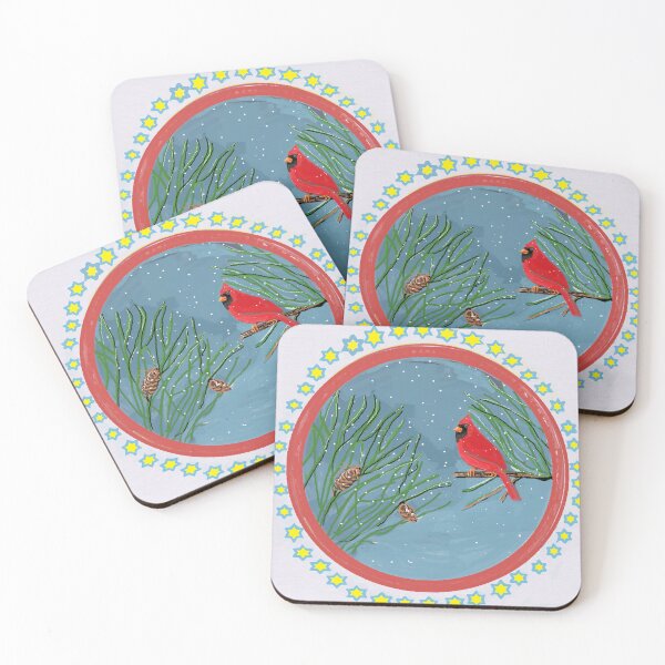 Item preview, Red Bird and Snowflakes designed and sold by dorcas13.
