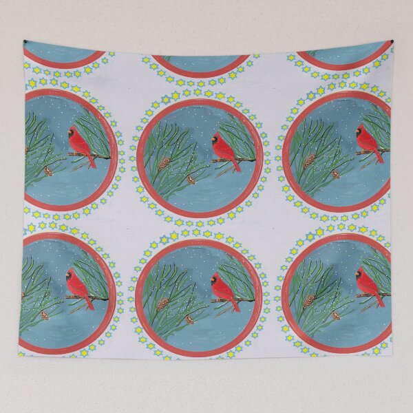 Item preview, Red Bird and Snowflakes designed and sold by dorcas13.